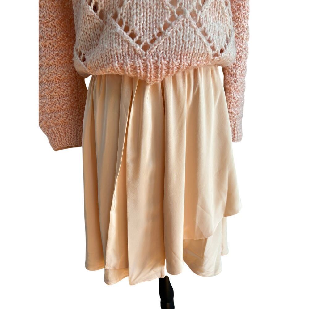 Elise Bergman 100% Silk Skirt Women’s Light Peach Wrap Midi Medium $480